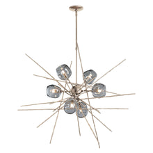 Load image into Gallery viewer, Griffin Starburst Pendant Light in Soft Gold/Thumbprint Cool Grey Glass/Short.