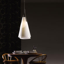 Load image into Gallery viewer, Mobius Tall Pendant Light in dining room.