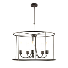 Load image into Gallery viewer, Portico Drum Outdoor Pendant Light in Coastal Dark Smoke/Opal Glass/Standard.