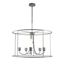 Load image into Gallery viewer, Portico Drum Outdoor Pendant Light in Coastal Burnished Steel/Opal Glass/Standard.