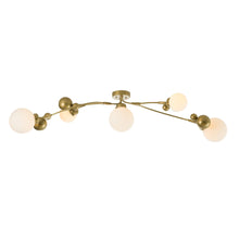 Load image into Gallery viewer, Sprig Semi-Flush Mount Ceiling Light in Black/Opal Glass.