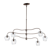 Load image into Gallery viewer, Ume Multi-Light Pendant Light in 16.6-Inch/Black/Thumbprint Clear Glass.