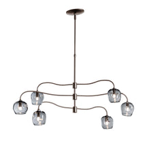 Load image into Gallery viewer, Ume Multi-Light Pendant Light in 16.6-Inch/Black/Thumbprint Cool Grey Glass.