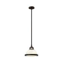 Load image into Gallery viewer, Amelia Mini Pendant Light in Small/Buckeye Bronze With Etched Opal.
