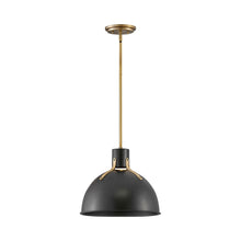 Load image into Gallery viewer, Argo LED Pendant Light in Lacquered Brass/Satin Black (Small).