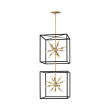 Load image into Gallery viewer, Aros Tiered Pendant Light in 2-Tier/Black/Warm Brass.