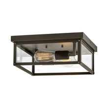 Load image into Gallery viewer, Beckham Outdoor Flush Mount Ceiling Light in Oil Rubbed Bronze.