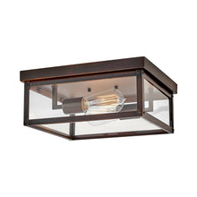 Load image into Gallery viewer, Beckham Outdoor Flush Mount Ceiling Light in Blackened Copper.