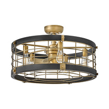 Load image into Gallery viewer, Bryce LED Fandelier in Heritage Brass.