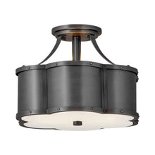 Load image into Gallery viewer, Chance Semi Flush Ceiling Light in Blackened Brass.