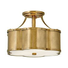Load image into Gallery viewer, Chance Semi Flush Ceiling Light in Small/Heritage Brass.