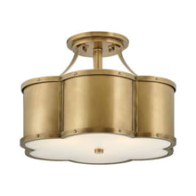 Load image into Gallery viewer, Chance Semi Flush Ceiling Light in Medium/Heritage Brass.