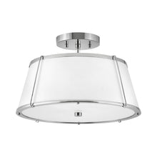 Load image into Gallery viewer, Clarke Semi Flush Mount Ceiling Light in Polished Nickel/Matte White.