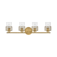 Load image into Gallery viewer, Della Bath Vanity Light in Lacquered Brass (4-Light)