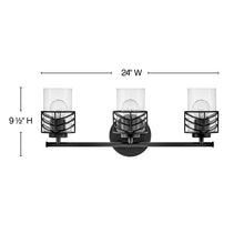 Load image into Gallery viewer, Della Bath Vanity Lightin in line drawing.