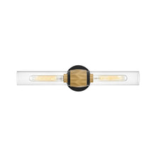 Load image into Gallery viewer, Ellison Bath Vanity Light in Black with Heritage Brass accents (2-Light).