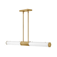 Load image into Gallery viewer, Facet LED Linear Pendant Light in Heritage Brass.