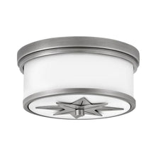Load image into Gallery viewer, Foyer Montrose Flush Mount Ceiling Light in Antique Nickel.