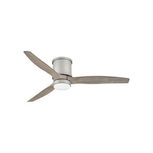 Load image into Gallery viewer, Hover LED Flush Mount Ceiling Fan in Brushed Nickel/Weathered Wood (52-Inch).