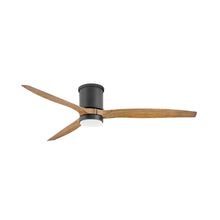 Load image into Gallery viewer, Hover LED Flush Mount Ceiling Fan in Matte Black/Koa (60-Inch).