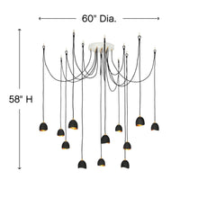 Load image into Gallery viewer, Nula Multi Point Pendant Lightin in line drawing.