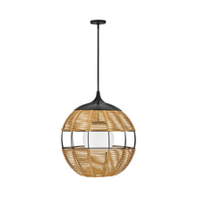 Load image into Gallery viewer, Maddox Orb Outdoor Pendant Light in Black/Natural (Large).