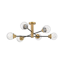 Load image into Gallery viewer, Poppy Semi-Flush Mount Ceiling Light in Heritage Brass (6-Light).