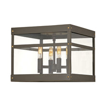 Load image into Gallery viewer, Porter Outdoor Flush Mount Ceiling Light in Oil Rubbed Bronze.