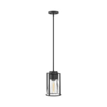 Load image into Gallery viewer, Refinery Pendant Light in Black With Clear Glass.