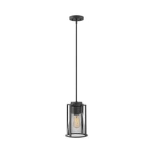 Load image into Gallery viewer, Refinery Pendant Light in Black/Smoked Glass.