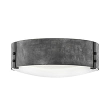 Load image into Gallery viewer, Sawyer Outdoor Flush Mount Ceiling Light in Aged Zinc.