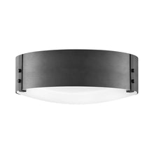 Load image into Gallery viewer, Sawyer Outdoor Flush Mount Ceiling Light in Black.
