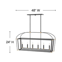 Load image into Gallery viewer, Selby Linear Chandelierin in line drawing.