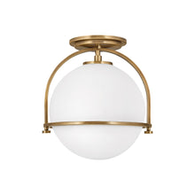 Load image into Gallery viewer, Somerset Semi Flush Mount Ceiling Light in Heritage Brass.