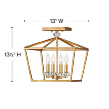 Load image into Gallery viewer, Stinson Semi-Flush Mount Ceiling Lightin in line drawing.