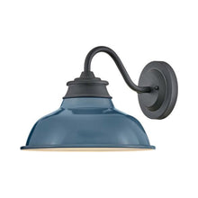 Load image into Gallery viewer, Wallace Outdoor Wall Light in Museum Black With Denim Blue Accent.
