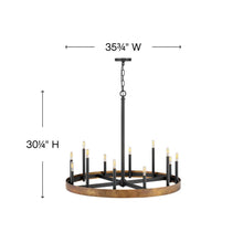 Load image into Gallery viewer, Wells Round Chandelierin in line drawing.