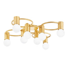Load image into Gallery viewer, Hope 8-Light Semi-Flush Mount Ceiling Light in White and Brass.