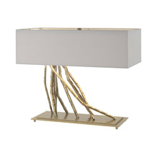 Load image into Gallery viewer, Brindille Table Lamp in Modern Brass/Light Grey.
