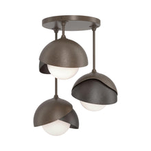 Load image into Gallery viewer, Brooklyn 3-Light Double Shade Semi Flush Mount Ceiling Light in Bronze/Oil Rubbed Bronze.