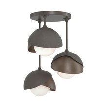 Load image into Gallery viewer, Brooklyn 3-Light Double Shade Semi Flush Mount Ceiling Light in Dark Smoke/Bronze.