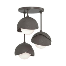 Load image into Gallery viewer, Brooklyn 3-Light Double Shade Semi Flush Mount Ceiling Light in Dark Smoke/Dark Smoke.