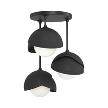Load image into Gallery viewer, Brooklyn 3-Light Double Shade Semi Flush Mount Ceiling Light in Black/Black.