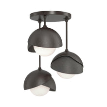 Load image into Gallery viewer, Brooklyn 3-Light Double Shade Semi Flush Mount Ceiling Light in Oil Rubbed Bronze/Natural Iron.
