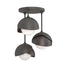 Load image into Gallery viewer, Brooklyn 3-Light Double Shade Semi Flush Mount Ceiling Light in Natural Iron/Oil Rubbed Bronze.