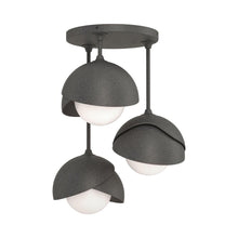 Load image into Gallery viewer, Brooklyn 3-Light Double Shade Semi Flush Mount Ceiling Light in Natural Iron/Natural Iron.