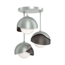 Load image into Gallery viewer, Brooklyn 3-Light Double Shade Semi Flush Mount Ceiling Light in Vintage Platinum/Oil Rubbed Bronze.