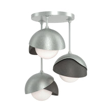 Load image into Gallery viewer, Brooklyn 3-Light Double Shade Semi Flush Mount Ceiling Light in Vintage Platinum/Natural Iron.