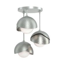 Load image into Gallery viewer, Brooklyn 3-Light Double Shade Semi Flush Mount Ceiling Light in Vintage Platinum/Sterling.