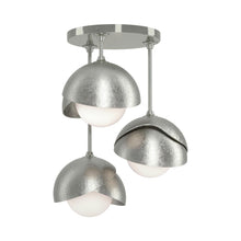Load image into Gallery viewer, Brooklyn 3-Light Double Shade Semi Flush Mount Ceiling Light in Sterling/Sterling.